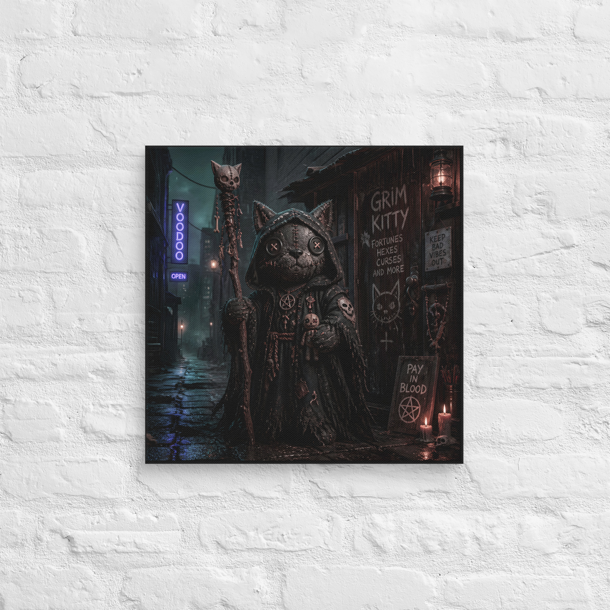 VOODOO WOLF Grim Kitty Alley Canvas - Image 3