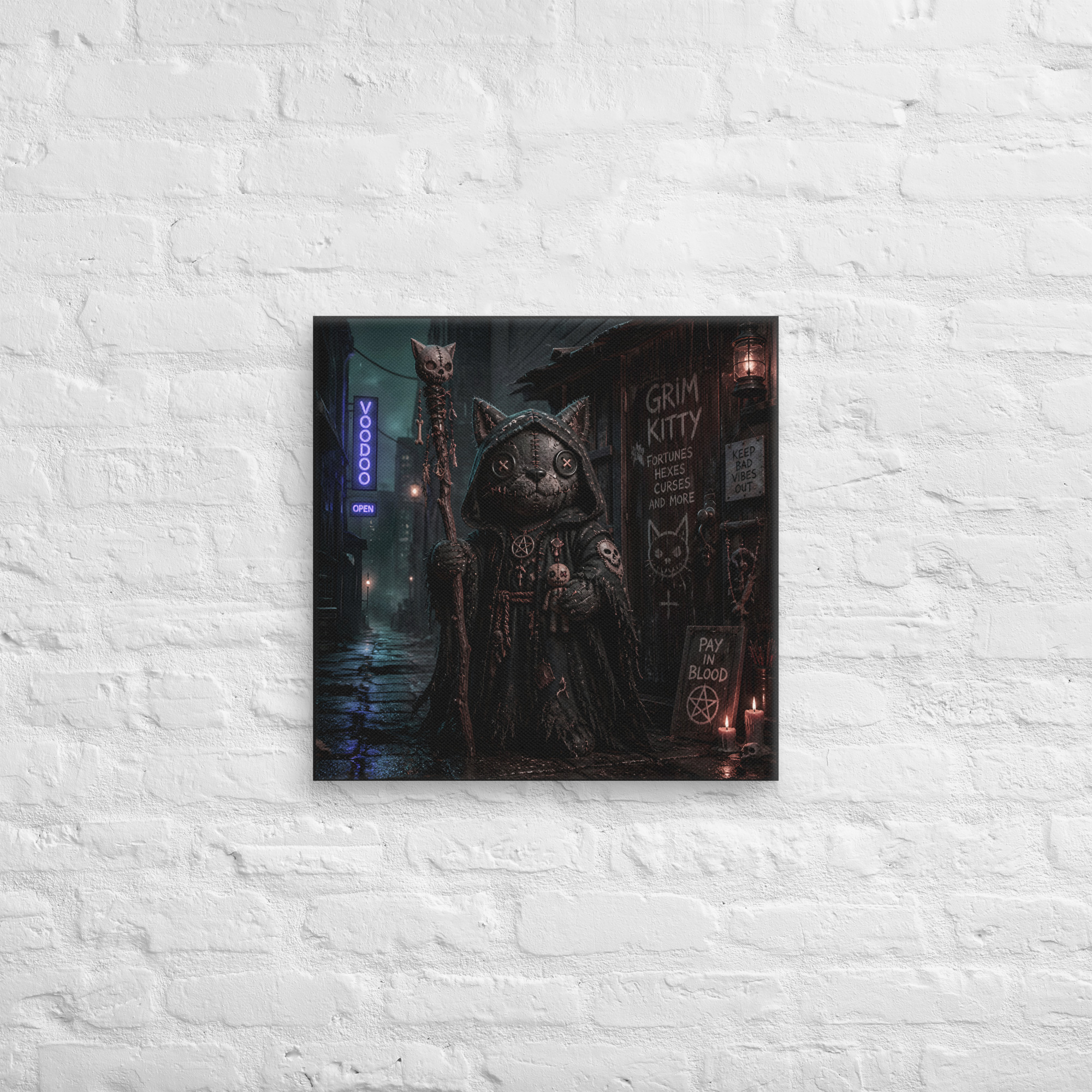 VOODOO WOLF Grim Kitty Alley Canvas - Image 4