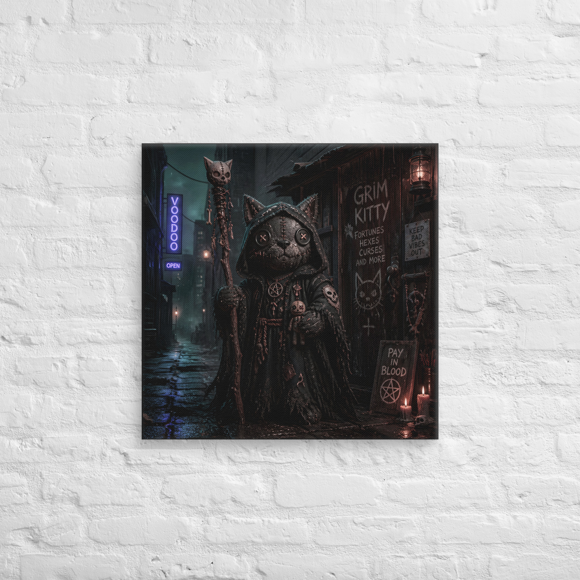 VOODOO WOLF Grim Kitty Alley Canvas - Image 5