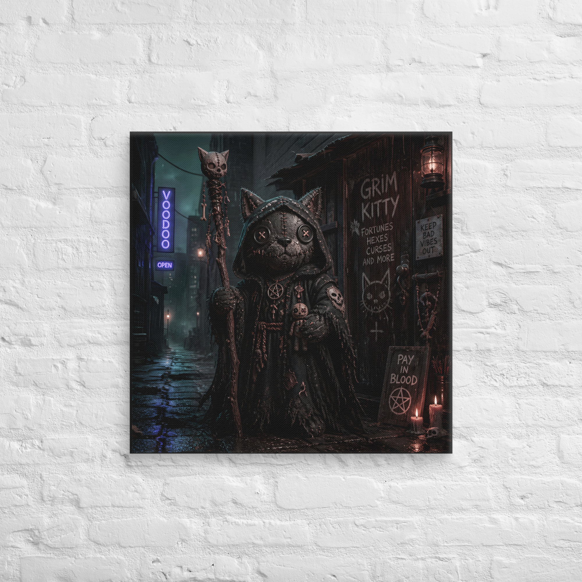 VOODOO WOLF Grim Kitty Alley Canvas - Image 6