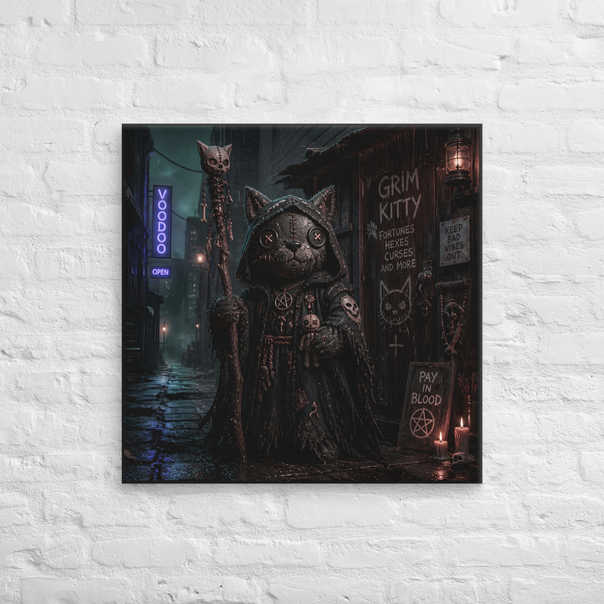 VOODOO WOLF Grim Kitty Alley Canvas - Image 7