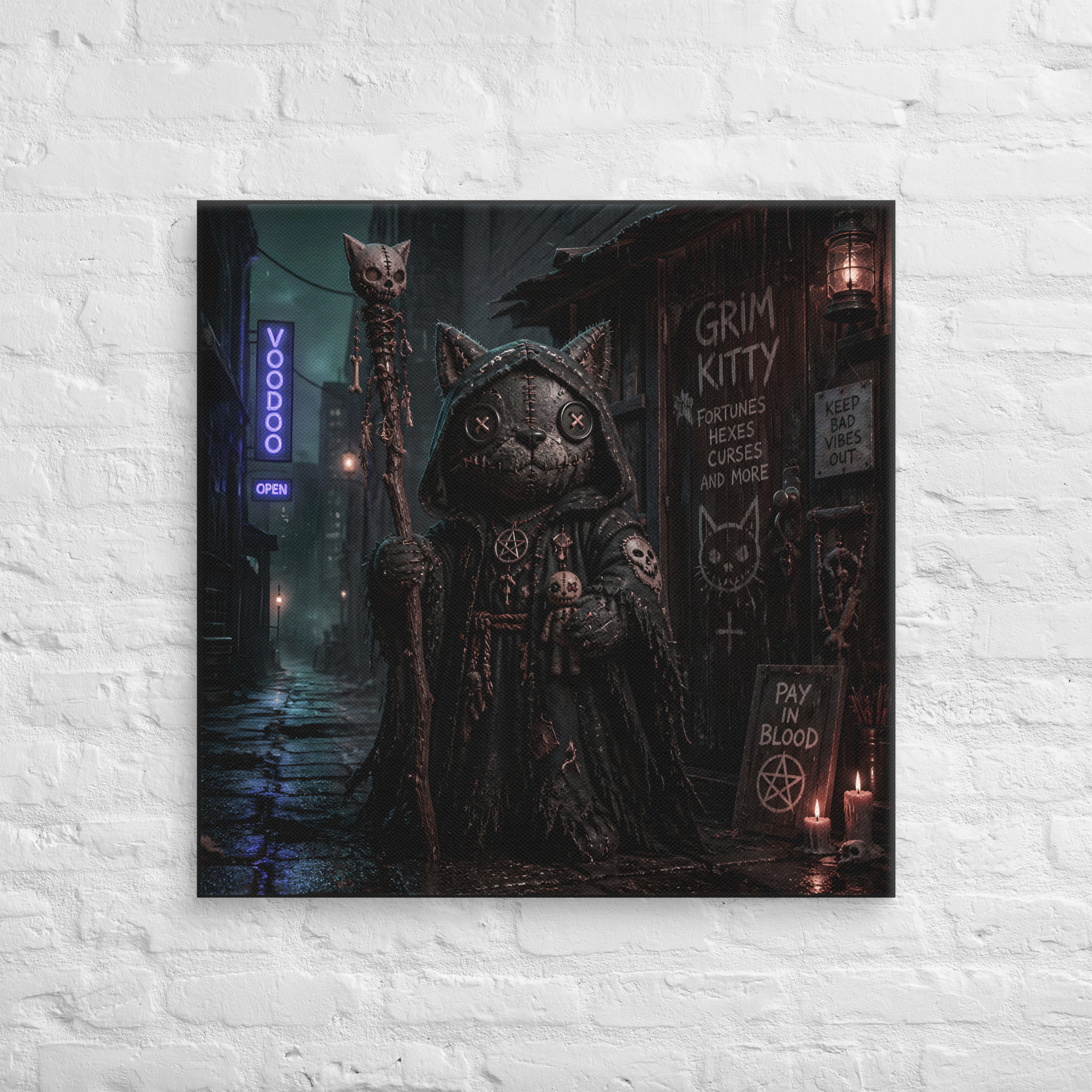 VOODOO WOLF Grim Kitty Alley Canvas - Image 8